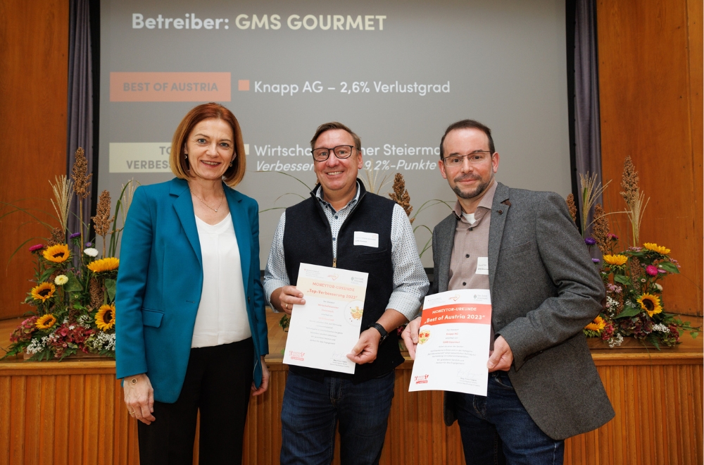 United Against Waste Verlihung an GOURMET Betriebsrestaurant bei Firma Knapp